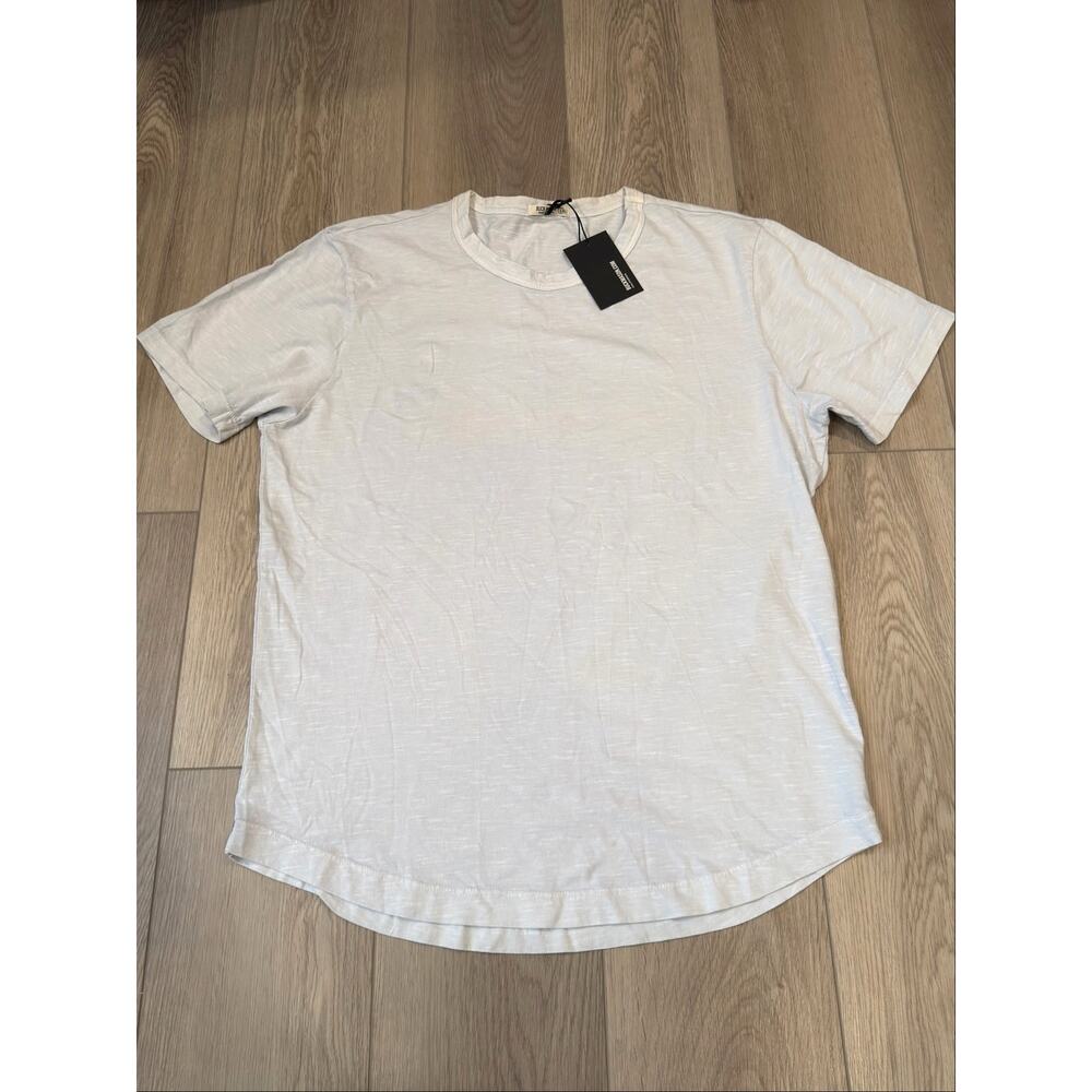 Buck Mason Gin Light Blue Slub Curve Hem Cotton Short Sleeve Casual Tee NWT L